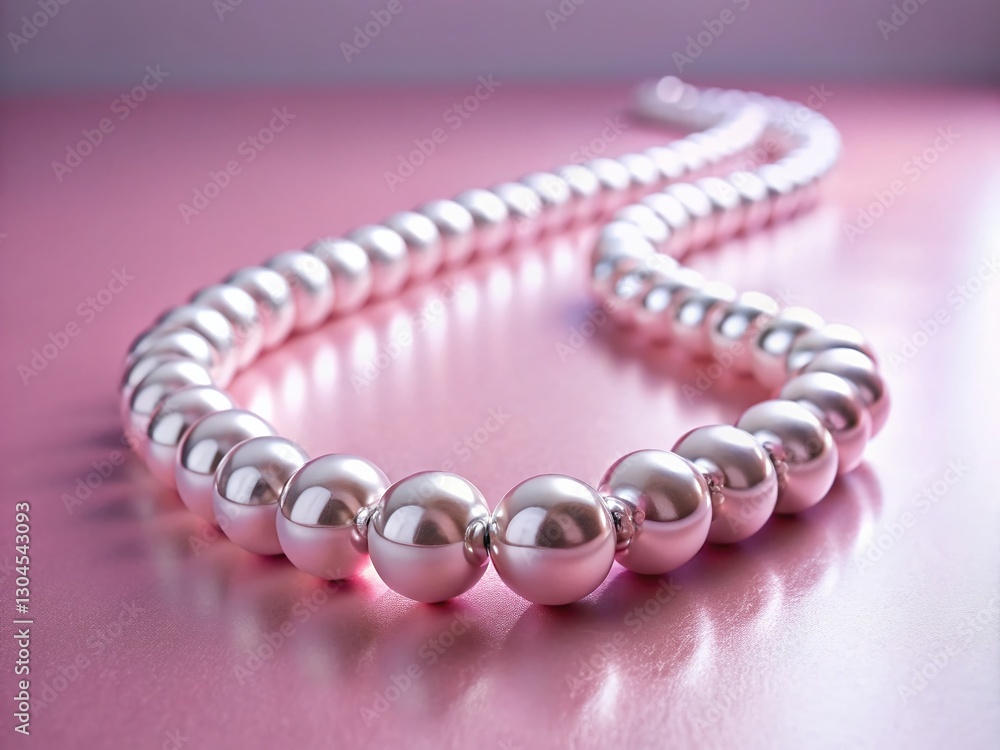 Obraz premium Elegant Silver Necklace on Pink Background - Feminine Jewelry Photography