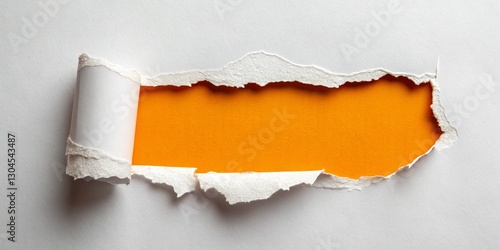 orange burst: ripped paper reveal isolated on white background.