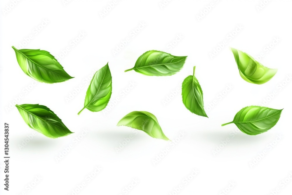 Naklejka premium green leaves on white background