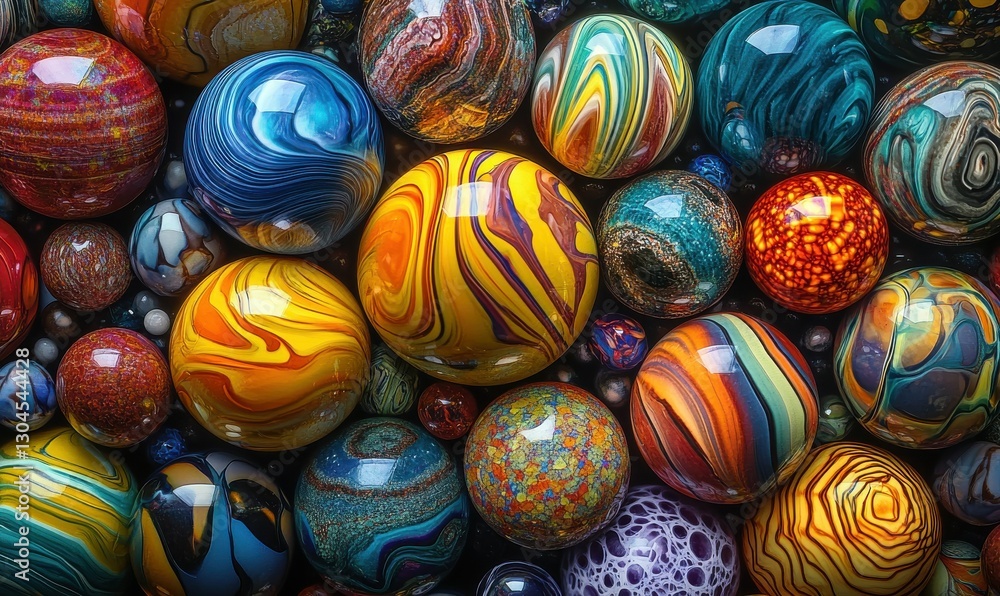 Abstract art of colorful glass marbles with intricate patterns and glowing reflections, creating a playful and vibrant composition, . Abstract art of colorful glass marbles with intricate patterns and glowing reflections, creating a playful and vibrant composition, .