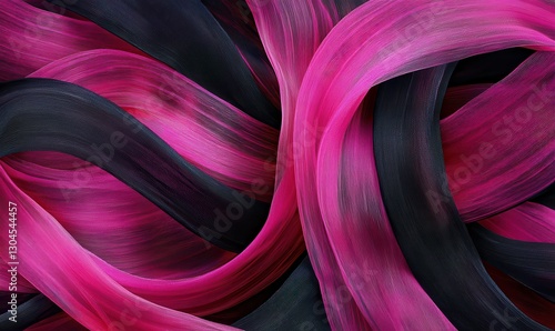 Wallpaper Mural Abstract art of vibrant magenta and black swirls flowing seamlessly, soft gradient lighting enhancing depth and texture Torontodigital.ca