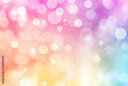 Pastel rainbow bokeh background with glitter.