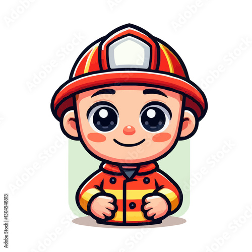 Chibi firefighter in uniform with a friendly expression.