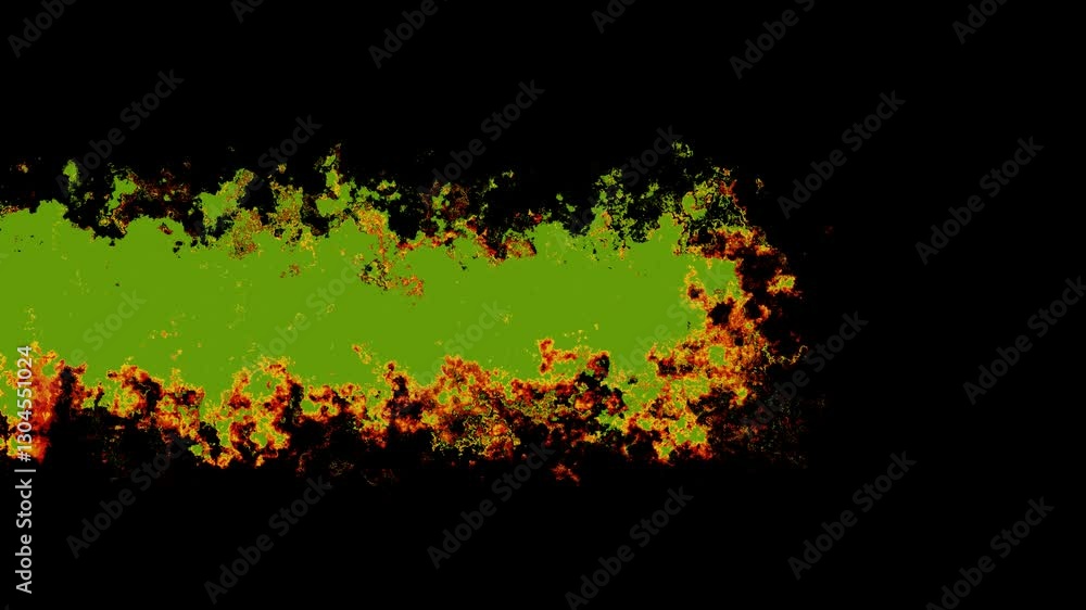 A horizontal explosion with green and red effects on a black background. The animation represents energy, destruction, or chemical reactions. Ideal for science, special effects, and abstract visuals. A horizontal explosion with green and red effects on a black background. The animation represents energy, destruction, or chemical reactions. Ideal for science, special effects, and abstract visuals.