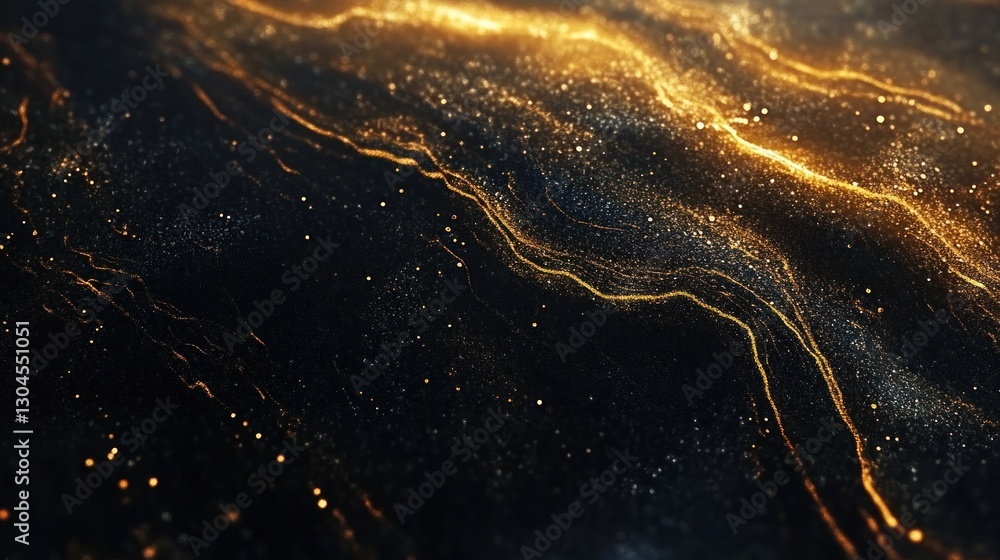 Fototapeta premium Golden Cosmic Dust: Abstract Celestial Art