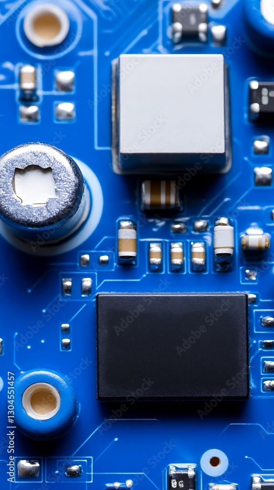 Fototapeta premium Microcircuit board detail shot showcasing electronics components arrangement
