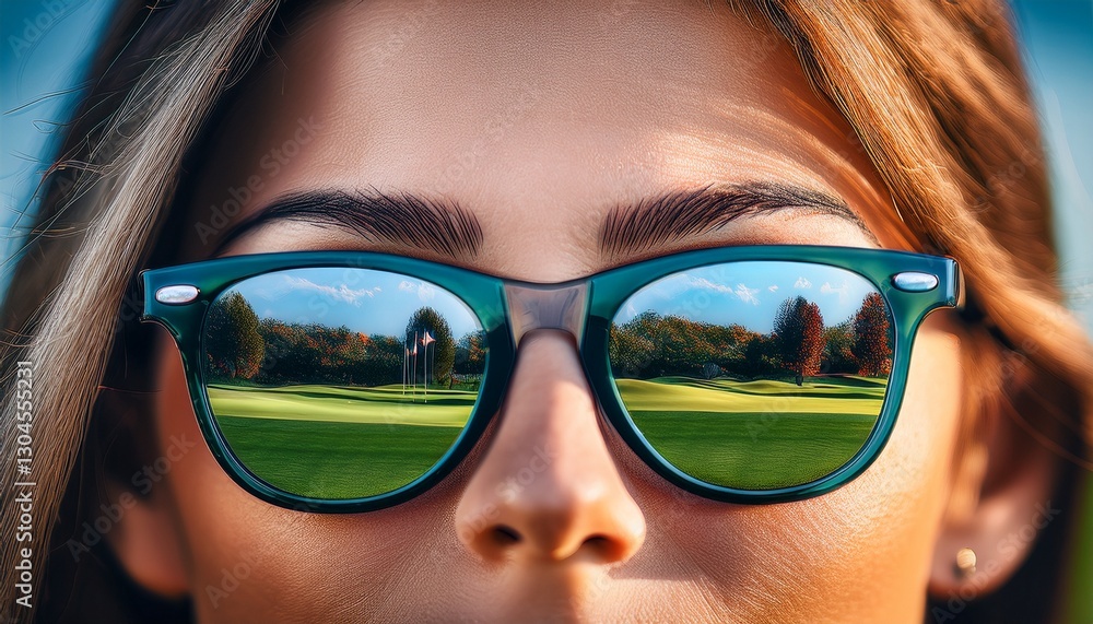 Extreme close-up of a golfer’s focused eyes, with the reflection of the golf course in their sunglasses, capturing determination and concentration during a crucial shot.
Extreme close-up of a golfer’s focused eyes, with the reflection of the golf course in their sunglasses, capturing determination and concentration during a crucial shot.