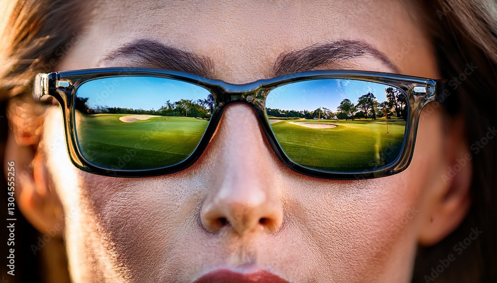 Extreme close-up of a golfer’s focused eyes, with the reflection of the golf course in their sunglasses, capturing determination and concentration during a crucial shot.
Extreme close-up of a golfer’s focused eyes, with the reflection of the golf course in their sunglasses, capturing determination and concentration during a crucial shot.
