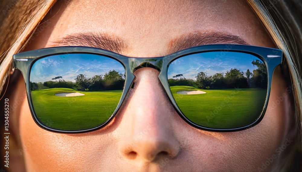 Extreme close-up of a golfer’s focused eyes, with the reflection of the golf course in their sunglasses, capturing determination and concentration during a crucial shot.
Extreme close-up of a golfer’s focused eyes, with the reflection of the golf course in their sunglasses, capturing determination and concentration during a crucial shot.