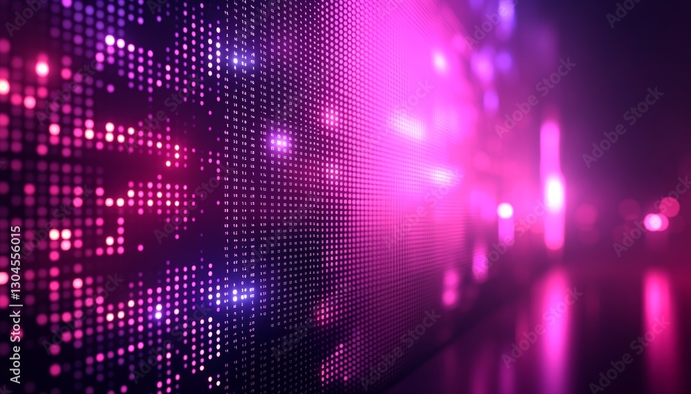 Abstract Background With Glowing Purple Dots, Pixels, Digital Wall, Minimalist Design Wallpaper. Abstract Background With Glowing Purple Dots, Pixels, Digital Wall, Minimalist Design Wallpaper.