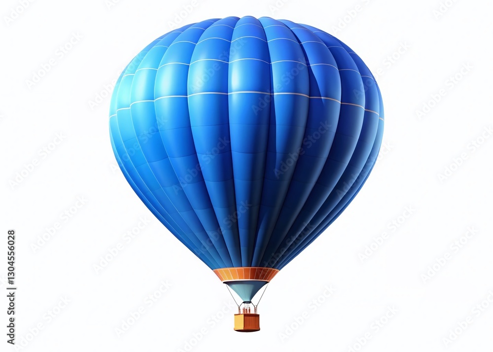 Fototapeta premium Floating Blue Hot Air Balloon Isolated on White Background - Perfect for Travel, Adventure, and Freedom Concepts