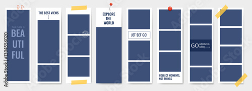 Blank Instant Photo Booth stripe frame template travel and vacation set