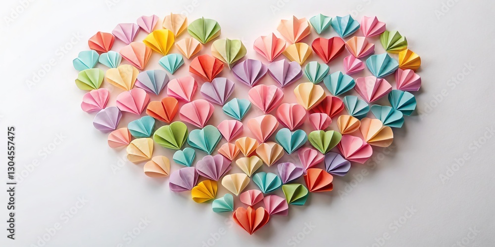 Folded Paper Hearts Arranged in Heart Shape - Romantic Valentine's Day Decoration Folded Paper Hearts Arranged in Heart Shape - Romantic Valentine's Day Decoration