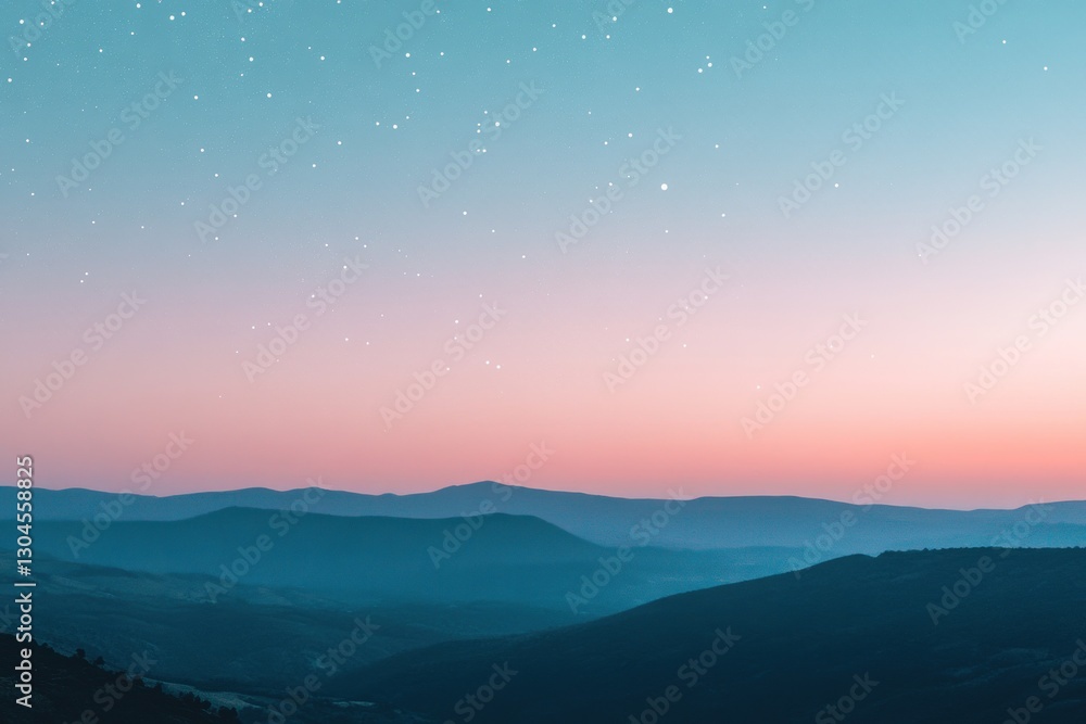 Serene pastel sunset over mountain range. Serene pastel sunset over mountain range.