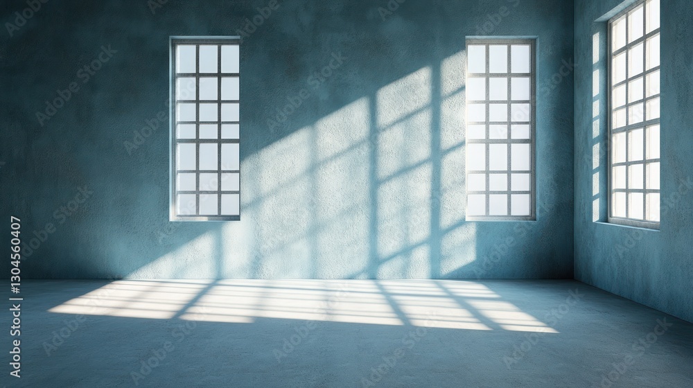 Obraz premium Sunlit Industrial Room: A Study in Light and Shadow
