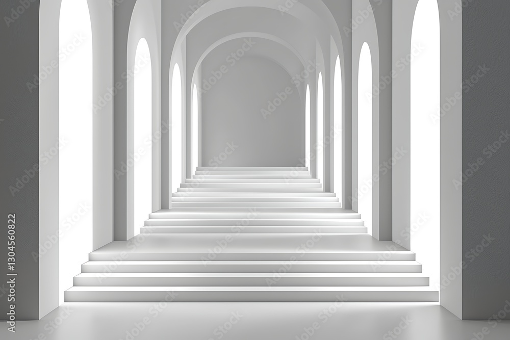 White Archway Staircase Hallway White Archway Staircase Hallway