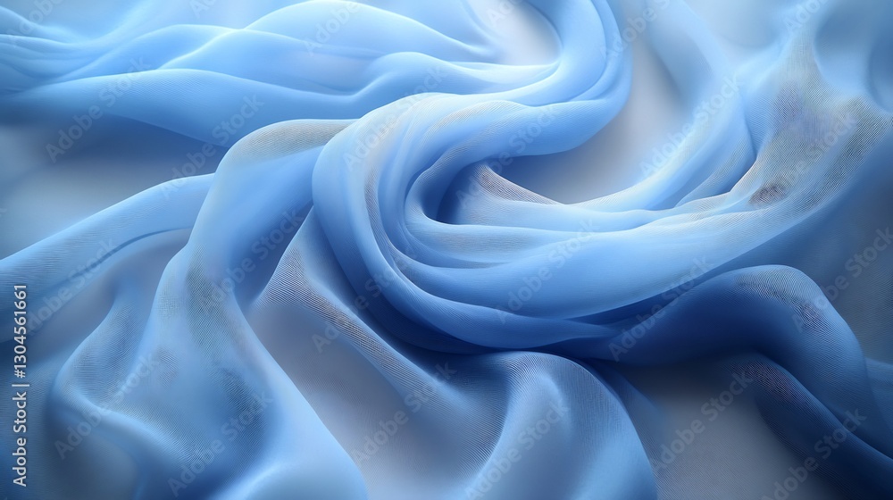 Obraz premium Soft blue silk drapes elegantly showcasing subtle light variations. AI Generated