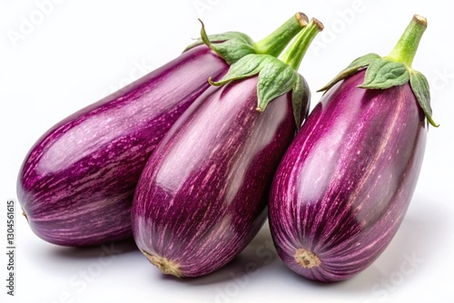 Wallpaper Mural Fresh Purple Eggplants Isolated on White Background - High-Resolution Stock Photo Torontodigital.ca