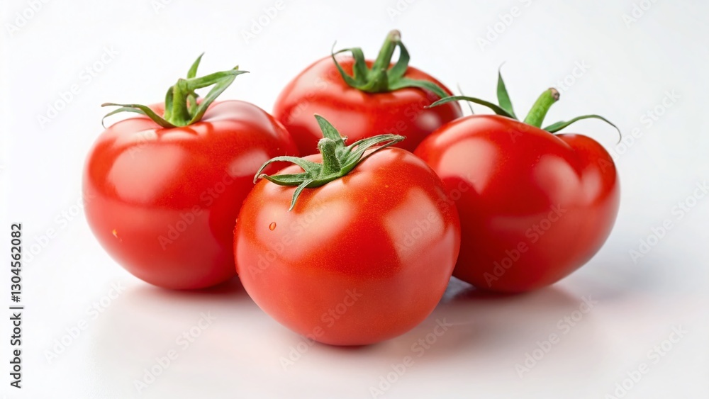 Fresh Red Tomatoes Isolated on White Background - Vibrant Juicy Produce Stock Photo Fresh Red Tomatoes Isolated on White Background - Vibrant Juicy Produce Stock Photo
