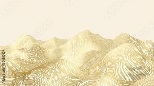 Golden Mountain Range: Abstract Landscape Illustration