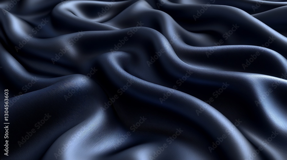 Obraz premium Closeup of dark blue satin fabric folds. Possible use textile texture