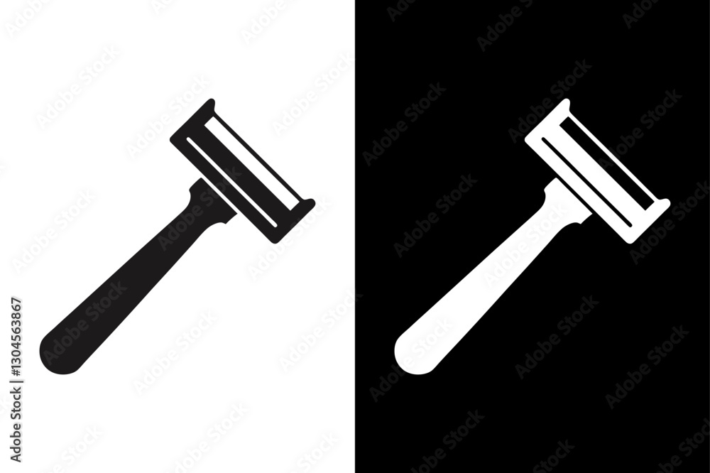 Black and White Razor Icon Minimalist Silhouette Vector for Beauty & Hygiene. Black and White Razor Icon Minimalist Silhouette Vector for Beauty & Hygiene.