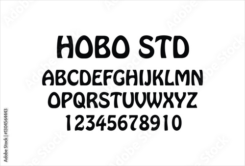 Hobo Std font for logo and headline. Isolated vector typeset