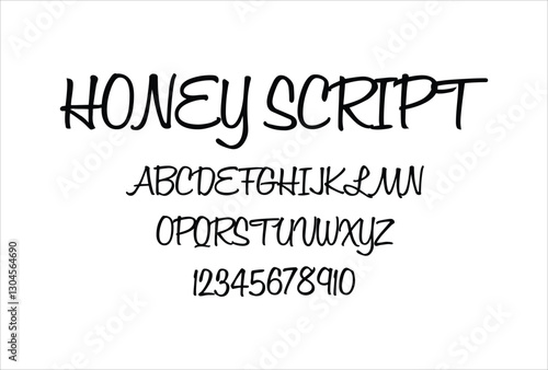 Honey Script font for logo and headline. Isolated vector typeset
