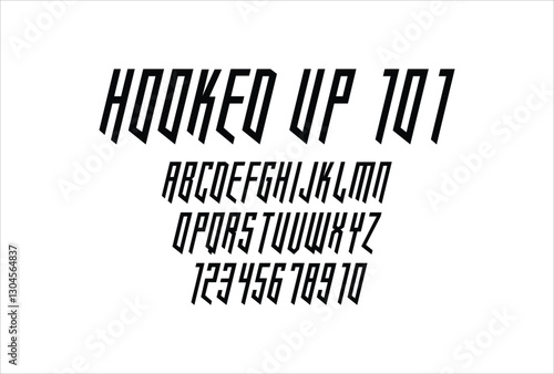 Hooked Up 101 font for logo and headline. Isolated vector typeset