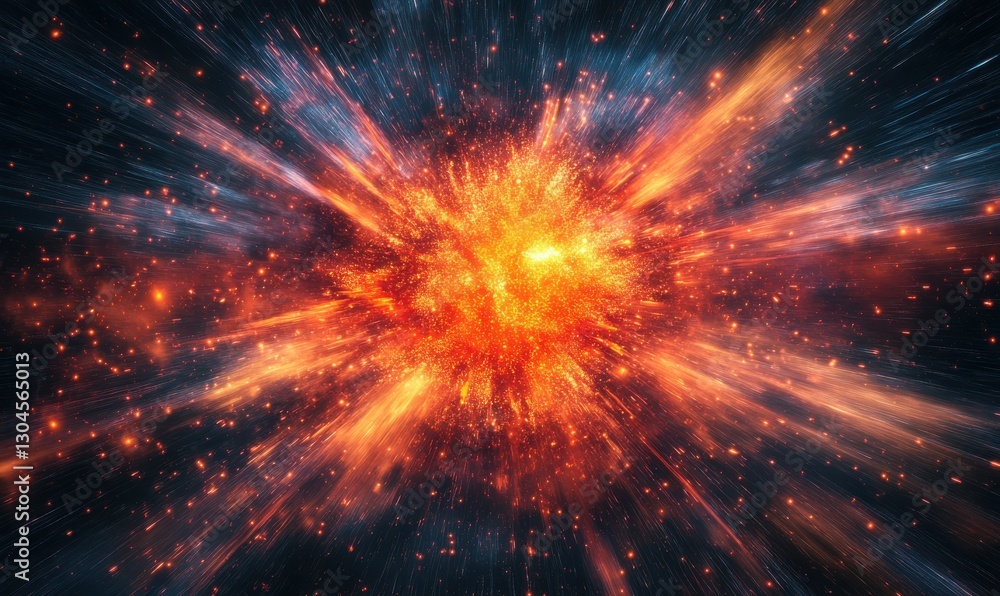 custom made wallpaper toronto digitalDynamic explosion of glowing orange and red particles frozen mid-motion against a dark background, creating a bold and energetic composition