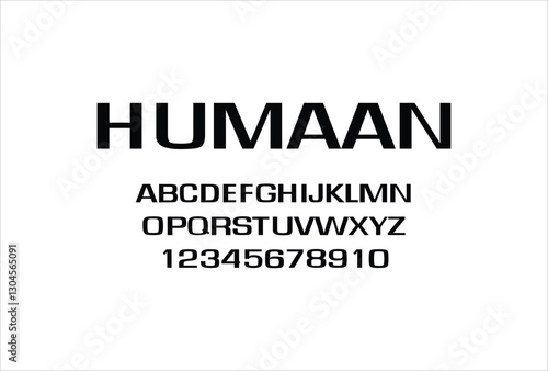 Humaan font for logo and headline. Isolated vector typeset