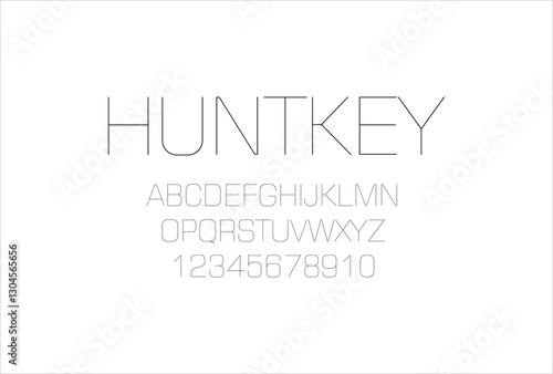 Huntkey font for logo and headline. Isolated vector typeset