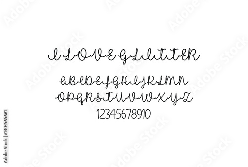 I Love Glitter font for logo and headline. Isolated vector typeset