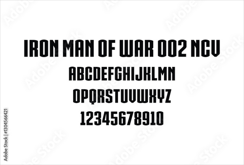 IRON MAN OF WAR 002 NCV font for logo and headline. Isolated vector typeset