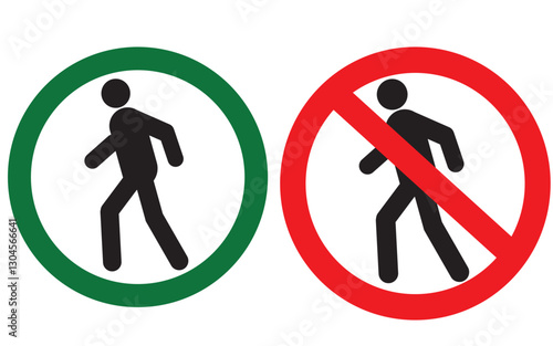 Man walk and don't walk icon set . People symbol. Vector illustration