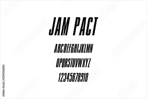 Jam Pact font for logo and headline. Isolated vector typeset
