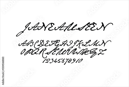 Jane Austen font for logo and headline. Isolated vector typeset