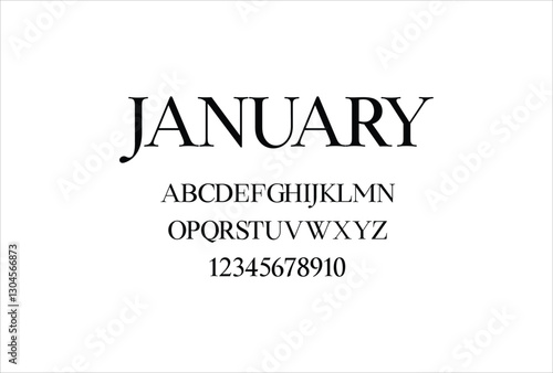 JANUARY font for logo and headline. Isolated vector typeset