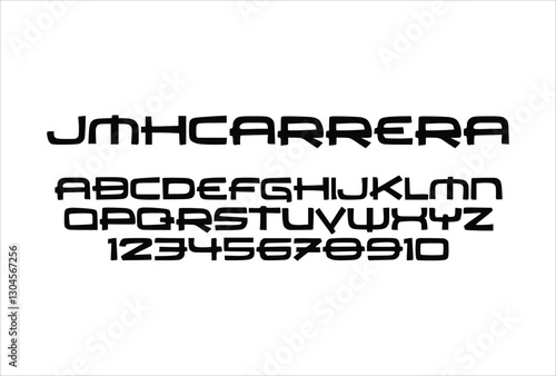 JMHCarrera font for logo and headline. Isolated vector typeset