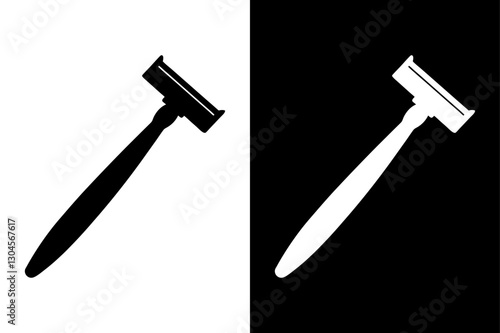 Black and White Razor Silhouette Perfect for Grooming & Barber Designs.