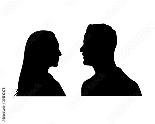 Fotografía Silhouette of couple man and woman arguing, talking to each other