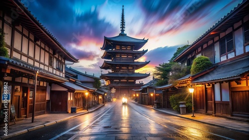 Gion Kyoto Morning: Yasaka Pagoda & Sannen Zaka Street Long Exposure photo