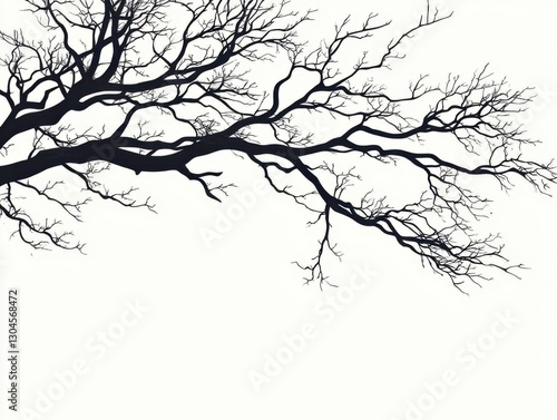Wallpaper Mural Silhouette of bare branches against a minimalist white background creating a stark and graphic winter aesthetic Torontodigital.ca