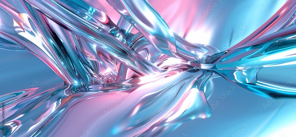 Abstract Shiny Pastel Forms, Swirling, 3D Render Abstract Shiny Pastel Forms, Swirling, 3D Render