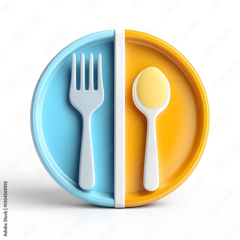 Fototapeta premium Creative plate design with fork and spoon studio setting food photography minimalist style top view modern concept