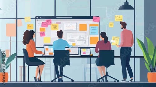 Collaborative team brainstorming in a modern office space