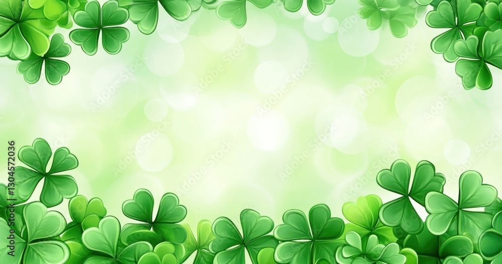 Shamrock border on bright background. Shamrock border on bright background.