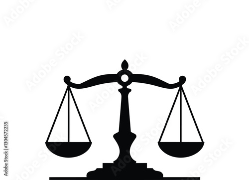 Balanced Scales of Justice Silhouette Icon - Legal and Law Symbol