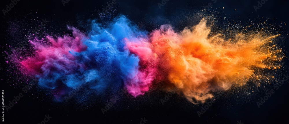 Colorful Powder Explosion on Dark Backdrop Creates a Dynamic and Vibrant Abstract Art Piece for Creative Projects Colorful Powder Explosion on Dark Backdrop Creates a Dynamic and Vibrant Abstract Art Piece for Creative Projects