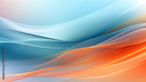 Abstract Background with Soft, Flowing Blue and Orange Lines, Creating Visual Depth and Calmness